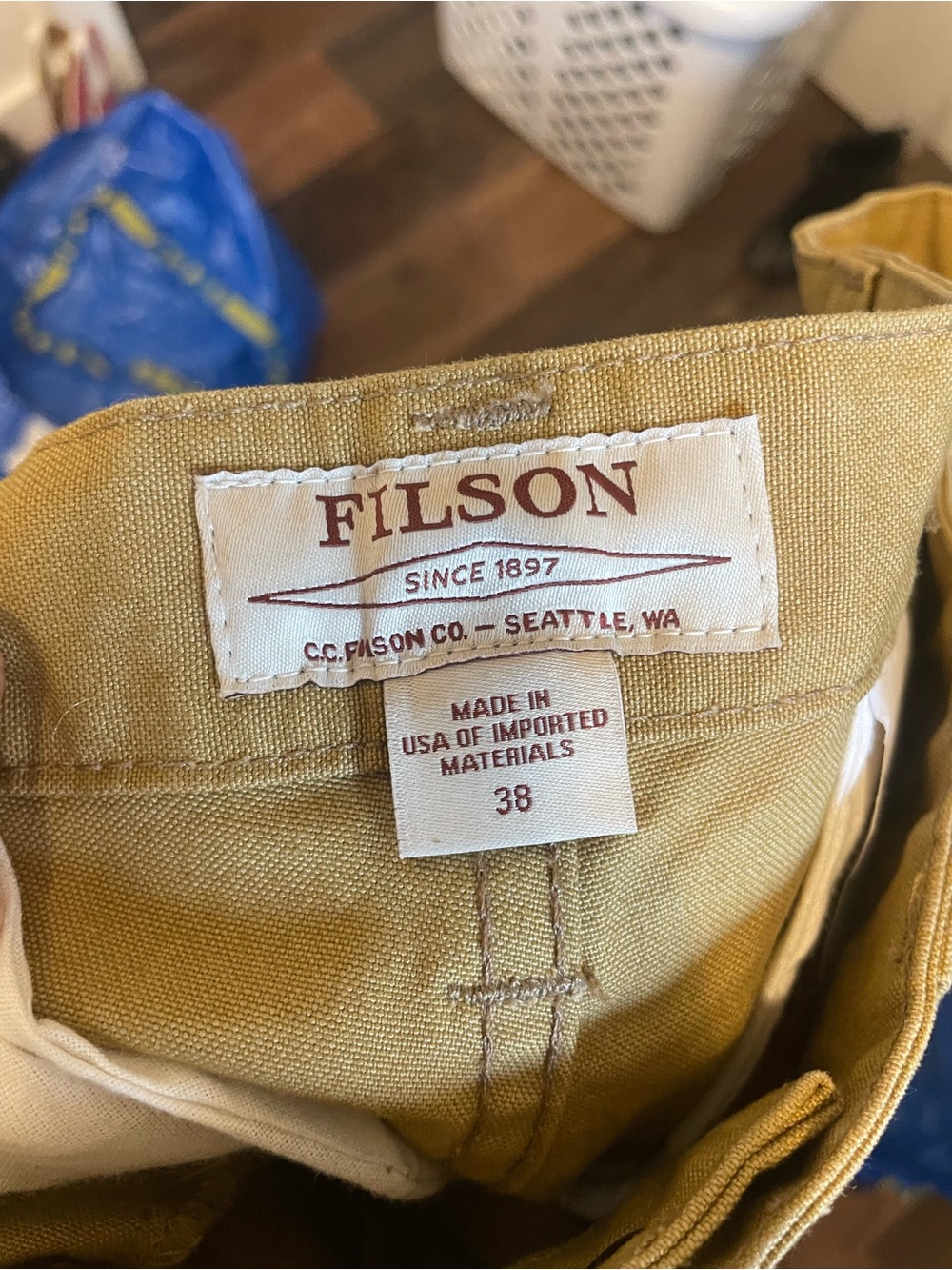 Filson Dark Tan Trousers With Leather Suspenders 38 - Picture 7 of 9